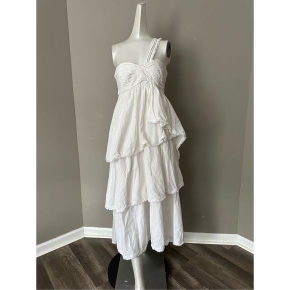 CINQ A SEPT Sori Tiered Cotton One-Shoulder Dress US 0 $465 - Picture 5 of 11